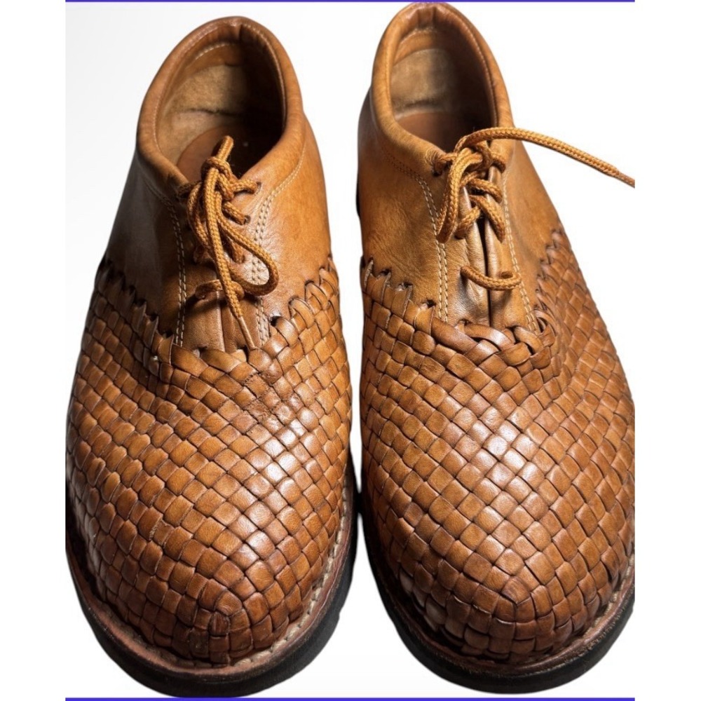 Brand X Brown Woven Leather Huaraches Lace Up Oxfords Men's Shoes Size 11.5